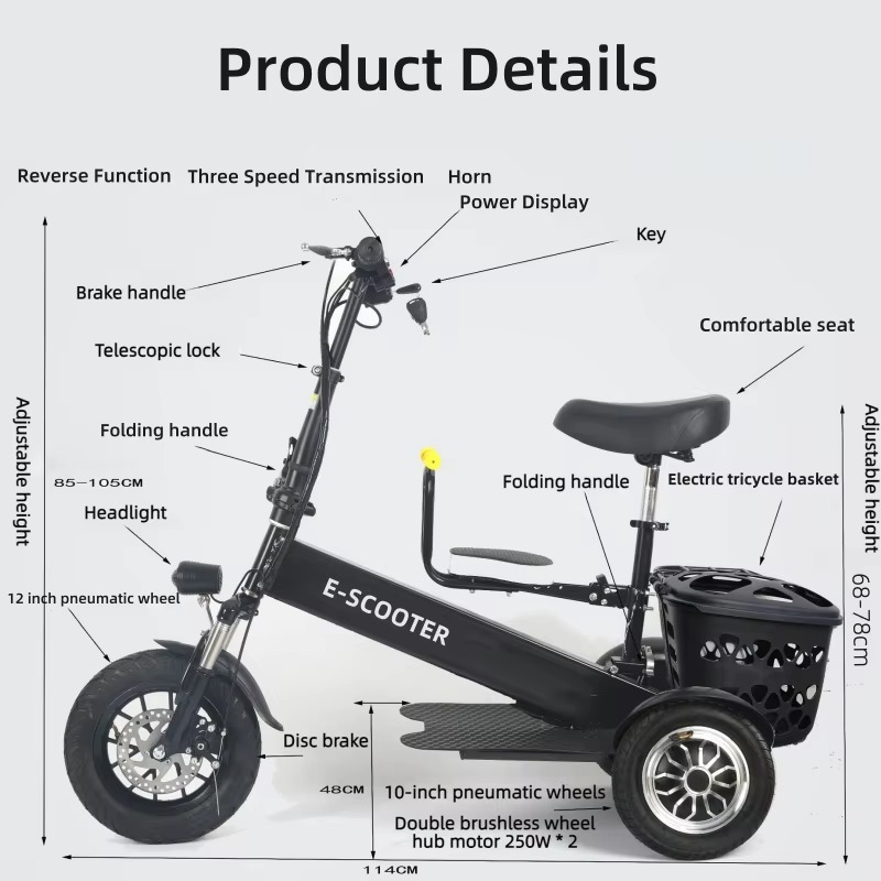 【2026】3 Wheel 2 Seats Folding  - Electric Scooter Adults review and price